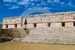 Palacio del Gobernador Governor`s Palace building in the ruins of the ancient Mayan city Uxmal, Mexi photo