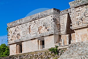 Palacio del Gobernador Governor`s Palace building in the ruins of the ancient Mayan city Uxmal, Mexi photo