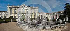 Palacio Nacional de Queluz National Palace. Lago de Neptuno aka Neptune Lake and Fachada das Cerimonias aka Cerimonial Facade. photo