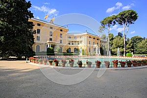 The Palacio Real de Pedralbes or Palau Reial de Pedralbes is a building placed in the middle of an ample garden in the district of