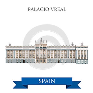 Palacio Real Madrid Spain flat vector attraction sight landmark