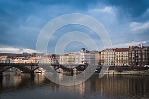 Palacky bridge over Vltava river in Prague, Czech Republic