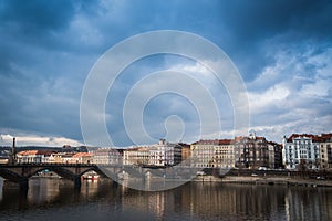 Palacky bridge over Vltava river in Prague, Czech Republic