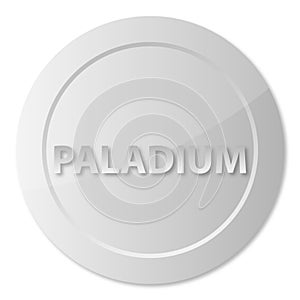 Paladium coin isolated on white, vector illustration