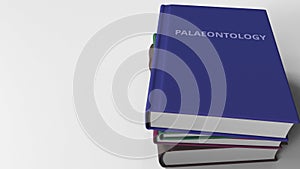 PALAEONTOLOGY title on the book, conceptual 3D animation