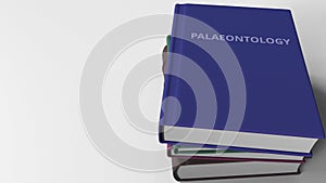 PALAEONTOLOGY title on the book, conceptual 3D rendering