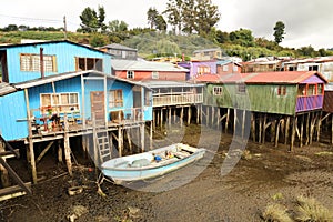 Palafitos in Castro, Chile photo