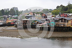 The Palafitos of the city of Castro on the island of Chiloe. Chile