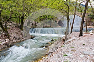 Palaiokarya bridge and waterfall, Thessaly, Greec