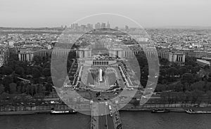 Palais de Chaillot and Paris Skyline, BW photo