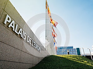 Palais de l`europe council of europe half mast flag afte rUK att
