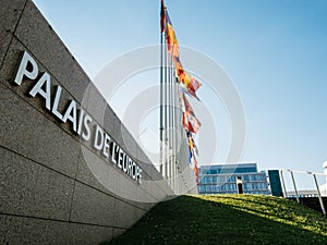 Palais de l`europe council of europe half mast flag afte rUK att