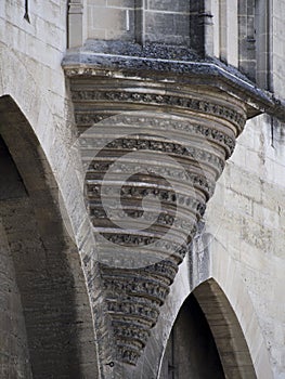 Palais des Papes architecture detail, Avignon France