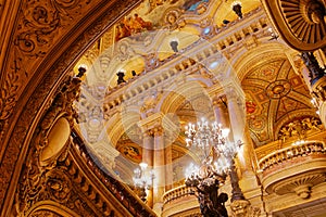 The Palais Garnier, Opera of Paris, interiors and details