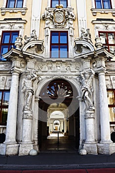 Palais Kinsky entrance, an impressive sight to behold, with its exquisite architectural details