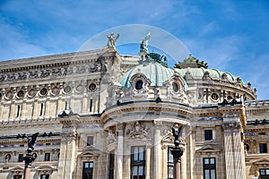 Palais of Opera Garnier & The National Academy of Music Grand OpÃÂ©ra. Detail of the west facade. Paris, France,