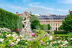 Palais Royal garden in center of Paris, France photo