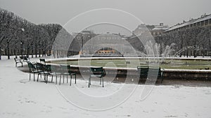 Palais-Royal Garden covered with snow