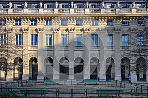 Palais Royal monument detail facade inspired by Romain architecture, Paris