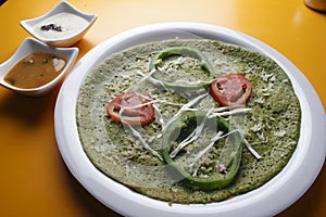 Palak Dosa - A Crispy Spinach pancake