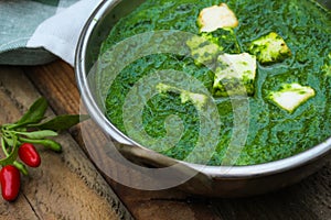 Palak paneer spinach Curry Indian Food photo