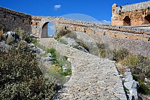 Palamidi Castle in Nafplion center, a greek town at Peloponnese peninsula.