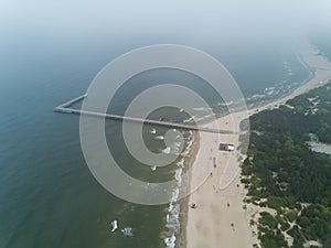 Palanga Lietuva Baltic Sea Seaside Aerial drone top view