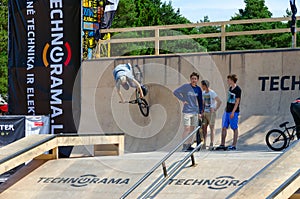 BMX rider rides in ramp, Palanga, Lithuania