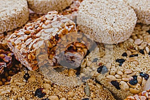 Palanqueta Traditional mexican candy with peanuts crunchy and amaranth seeds