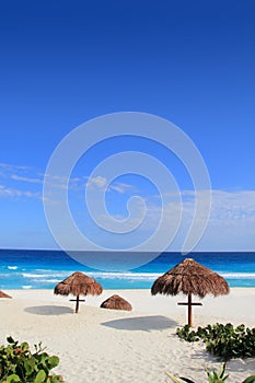 Palapa hut beach sun turquoise Caribbean photo