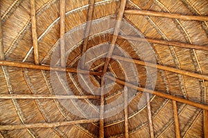 Palapa tropical Mexico wood cabin roof detail