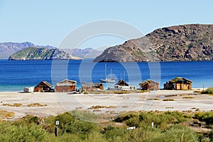 Palapas in the Loreto bays in the sea of baja california, mexico XI