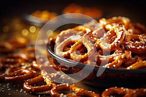 Palatable Soft baked pretzel with salt. Generate ai