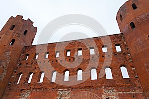 The Palatine Gate, Porta Palatina is a Roman Age city gate in Turin, Italy