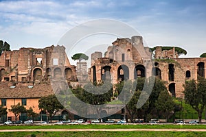 The Palatine Hill Ruins overlooking the Circus Maximus, Rome, Italy