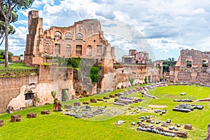 Palatine stadium - Hippodrome of Domitian. Palatine Hill archaeological site, Rome, Italy