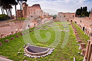 Palatine stadium ruins in palatine hill at Rome photo