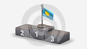 Palau 3D waving flag illustration on winner podium.