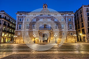 The Palau de la Generalitat de Catalunya at night photo