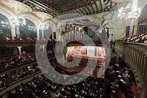 Palau de la Musica Catalana with audience, Spain