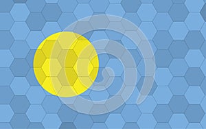 Palau flag illustration. Futuristic Palauan flag graphic with abstract hexagon background vector. Palau national flag symbolizes