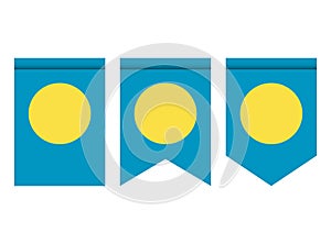 Palau flag or pennant isolated on white background. Pennant flag icon