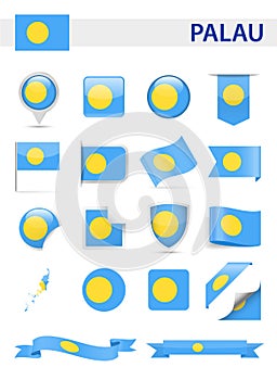 Palau Flag Vector Set