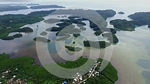 Palau and Koror Island Area with Many Small Islets in Background. Coral Reefs and Lagoon. Cityscape III