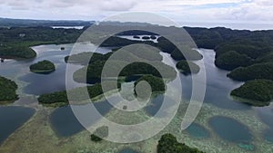 Palau and Koror Island Area with Many Small Islets in Background. Coral Reefs and Lagoon V