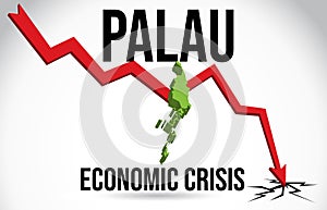 Palau Map Financial Crisis Economic Collapse Market Crash Global Meltdown Vector