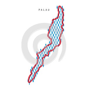 Palau population map. Stick figures Palauan people map. Pattern of men and women. Flat vector illustration