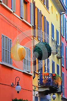 Palazzi colorati storici di novara in italia photo