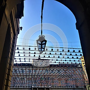 Palazzo Civico and street lamps in Turin city, Italy. Art and inspiration photo