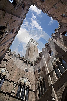 Palazzo Comunale Courtyard with Torre del Mangia in Siena